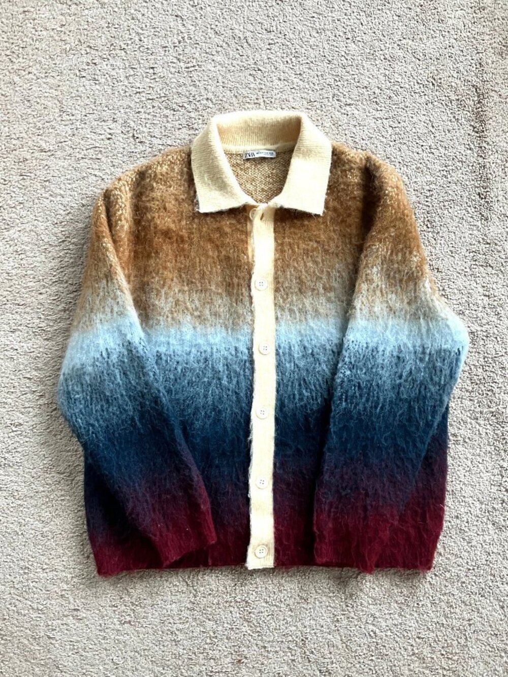 NWT--Zara Ombre Fuzzy Knit Cardigan- Size M